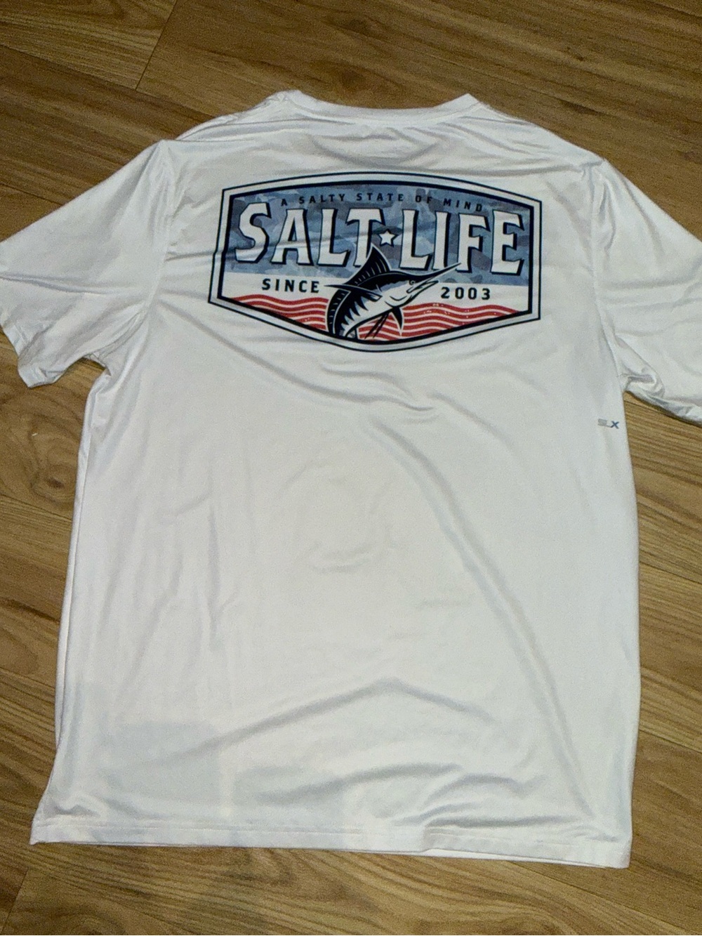 Salt Life White Short Sleeve Performance Tee with Small Chest Logo FISH SHIRT